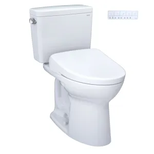 TOTO MW7764726CSFGA#01 Drake Two-Piece Elongated Universal Height Toilet and S7 Bidet Seat with Auto Flush