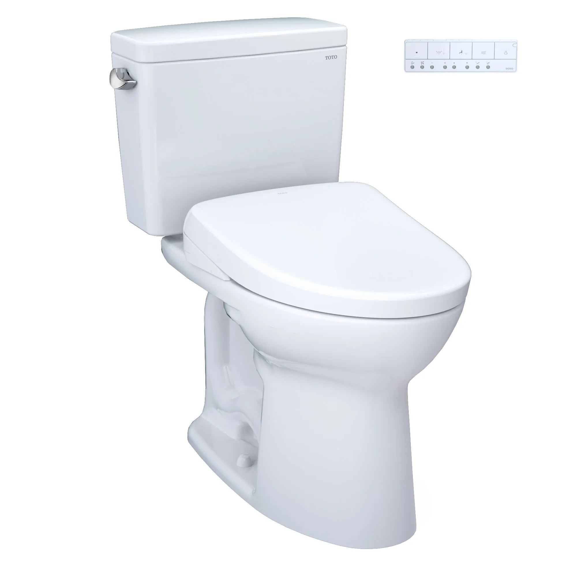 TOTO MW7764726CSFGA#01 Drake Two-Piece Elongated Universal Height Toilet and S7 Bidet Seat with Auto Flush