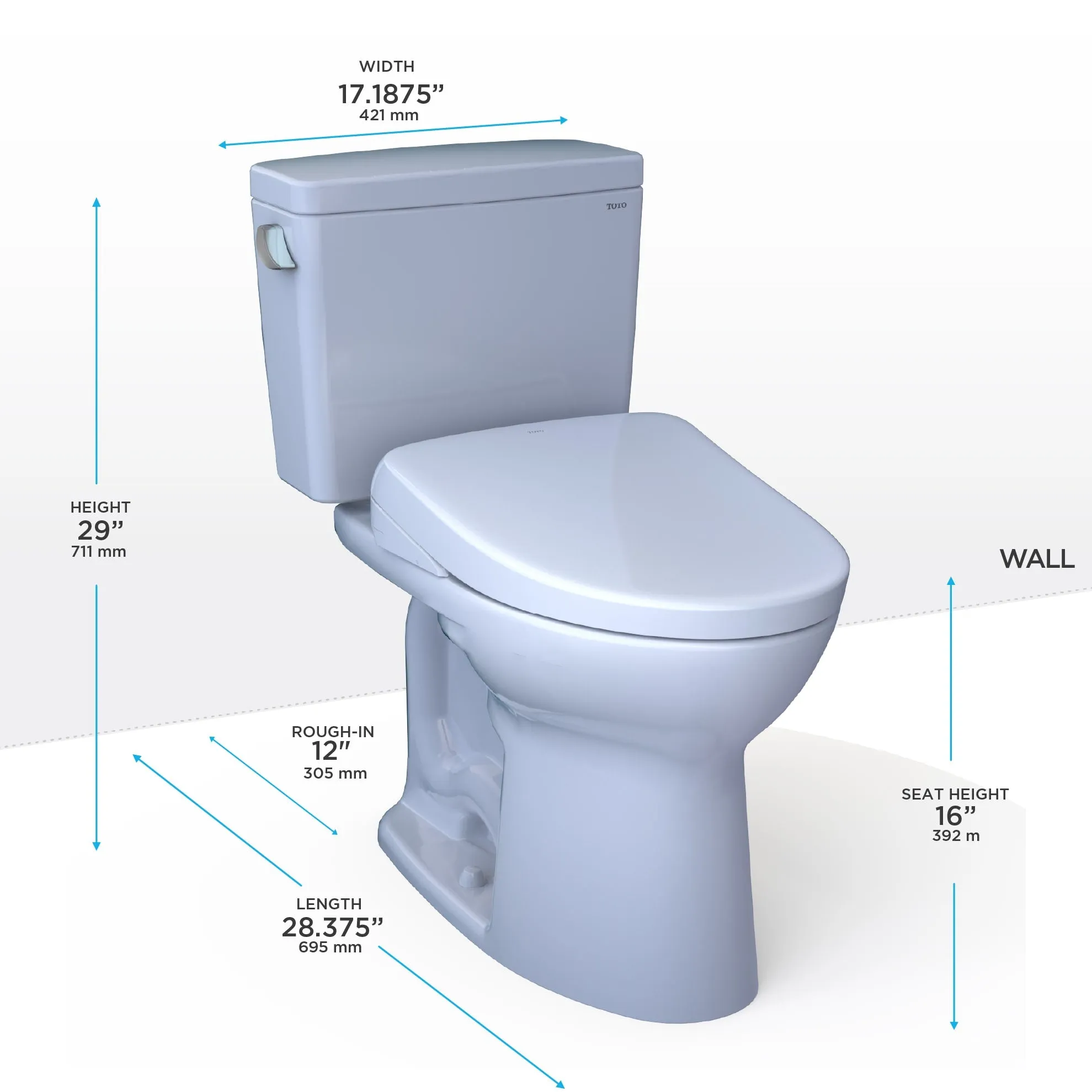 TOTO MW7764736CEG#01 Drake WASHLET  Two-Piece Elongated Toilet with S7A Bidet Seat, Cotton White