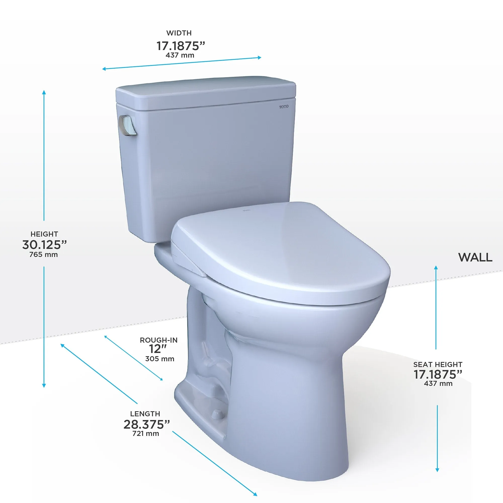 TOTO MW7764736CSFGA#01 Drake WASHLET  Two-Piece Toilet and S7A Bidet Seat with Auto Flush, Cotton White