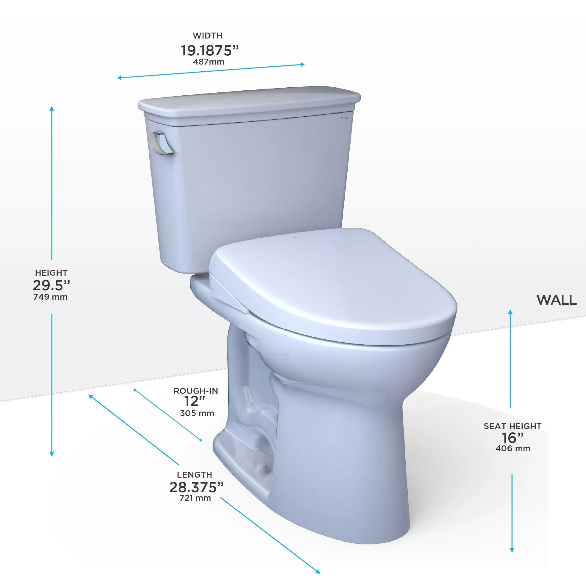 TOTO MW7864736CEG#01 Drake Transitional WASHLET  Two-Piece Elongated Toilet with S7A Bidet Seat