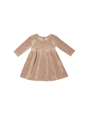 Velour Dress | Long Sleeve in Blush | Quincy Mae